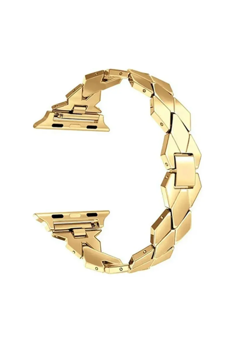 Markacase Apple Watch 1-2-3-4-5-6-7-8-9se 42-44-45-47-49 Mm Uyumlu Metal Hasır Kordon görsel 1