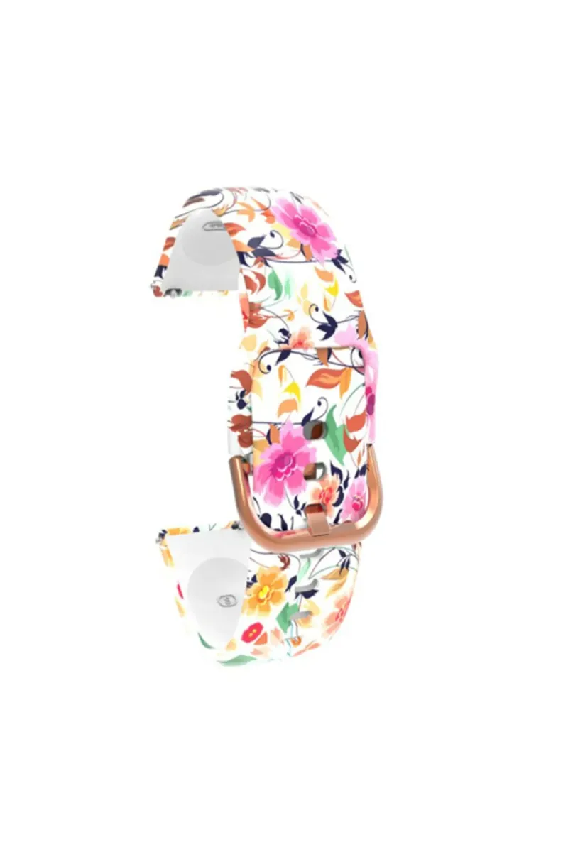 Markacase Fossil Watch Gen 6 Için Desenli Silikon Kordon Çiçek görsel 1