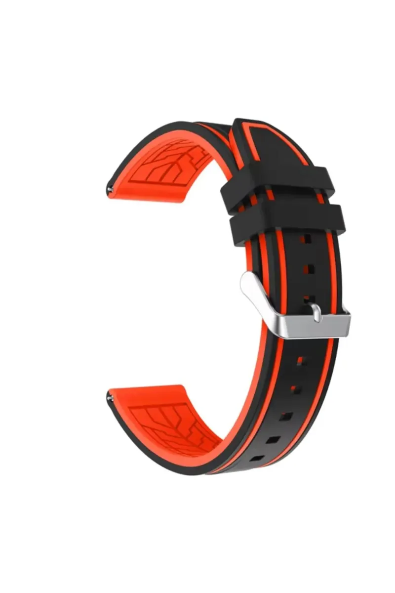 MarkaCase Samsung Galaxy Watch 46mm için Silikon Kordon 22MM - Siyah/Turuncu