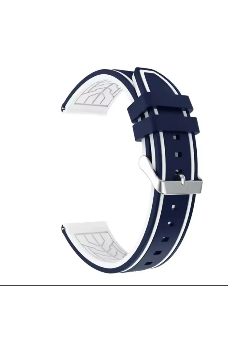 MarkaCase Samsung Gear S3 için Silikon Kordon 22MM - Lacivert/Beyaz görsel 1