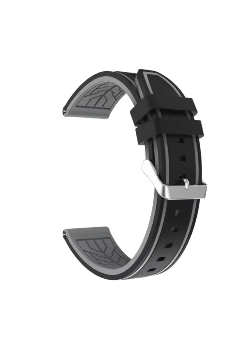 MarkaCase Garmin Vivoactive 4 için Silikon Kordon 22MM - Siyah/Gri görsel 1