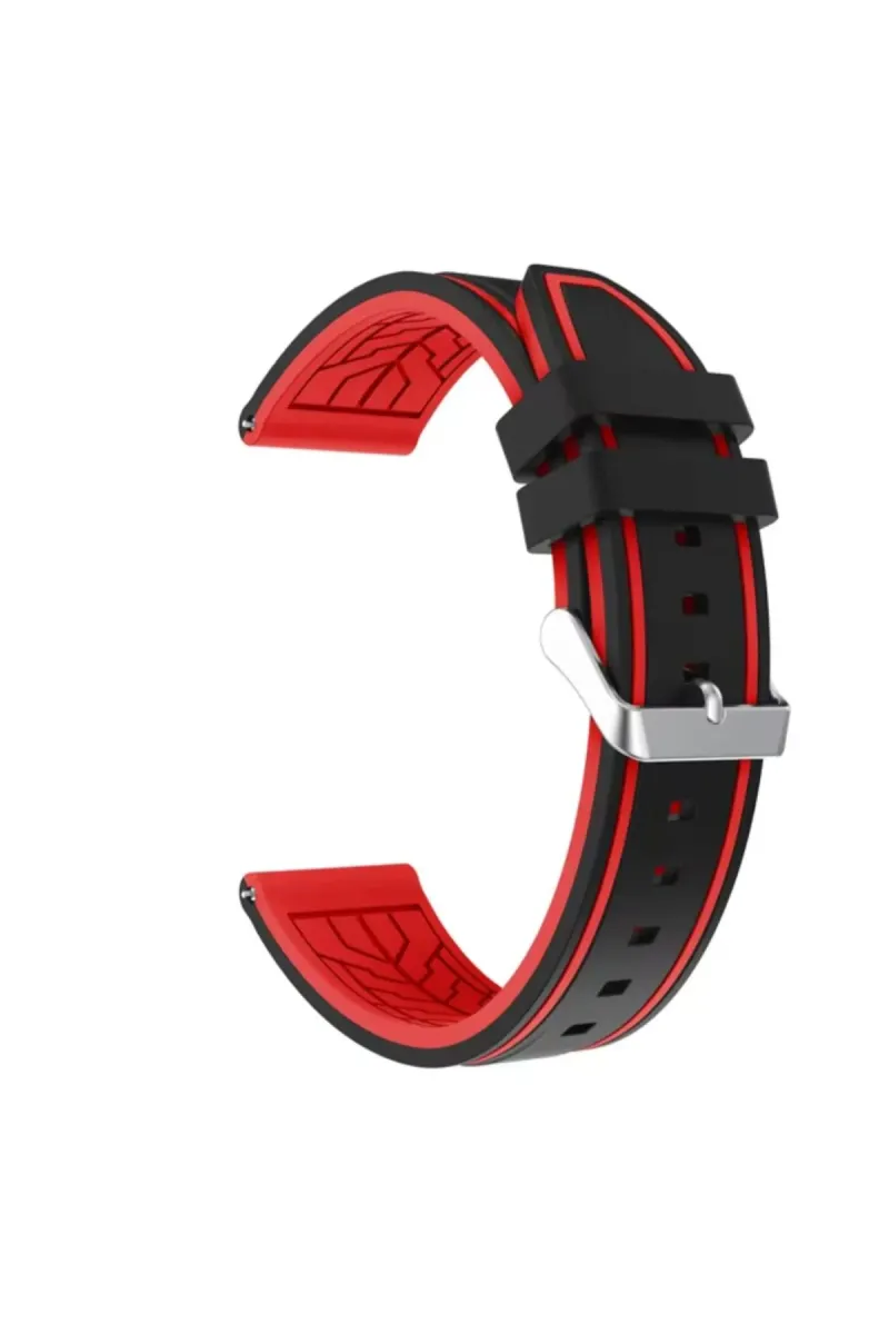MarkaCase Garmin Vivoactive 4 için Silikon Kordon 22MM - Siyah/Kırmızı görsel 1
