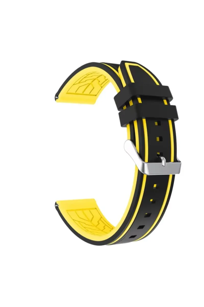 MarkaCase Oppo Realme Watch S Pro Için Silikon Kordon (22MM) - Siyah/Sarı