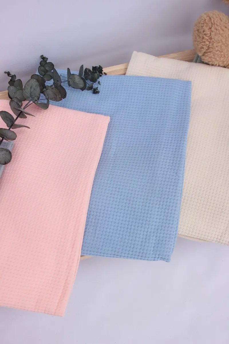 Huggy Mommy Pembe Bebek Battaniyesi 80x90 Cm %100 Pamuk Waffle Kumaş Nefes Alan Antialerjik Yenidoğan Battaniye görsel 2