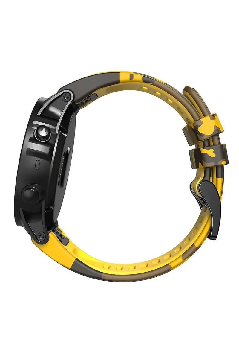Markacase Garmin Quatix 5 (22MM) Sarı Kamuflaj Silikon Saat Kordonu görsel 4