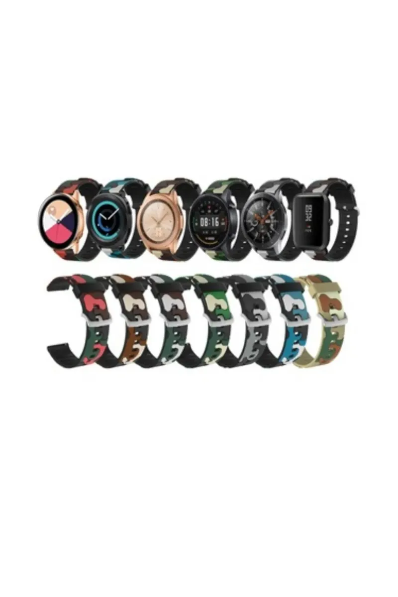 MarkaCase Garmin 245-245 Music İçin Kamuflaj Silikon Saat Kordonu 20MM - Mavi/Beyaz Kamuflaj görsel 4