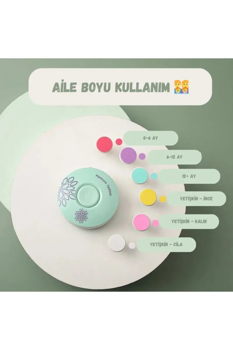 Huggy Mommy Yenidoğan Bebek Çocuk Yetişkin Döner Pilli Tırnak Kesme Törpü Makinası Tırnak Makası Bebek Bakım görsel 2