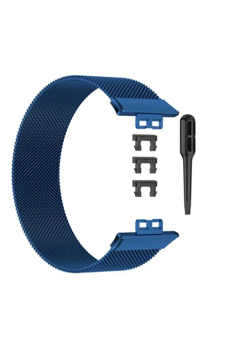 MarkaCase Huawei Watch Fit Elegant Için Pimli Metal Mıknatıslı Milanese Kordon Lacivert görsel 1