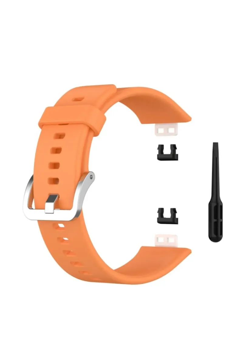MarkaCase Huawei Watch Fit Elegant Için Silikon Kordon Turuncu görsel 1