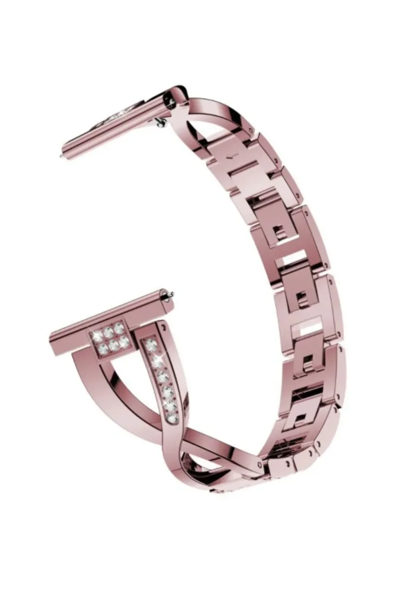MarkaCase Fossil Watch Gen 6 Uyumlu Için Pırlanta Görünümlü Taşlı Fantezi Kordon Rose görsel 1