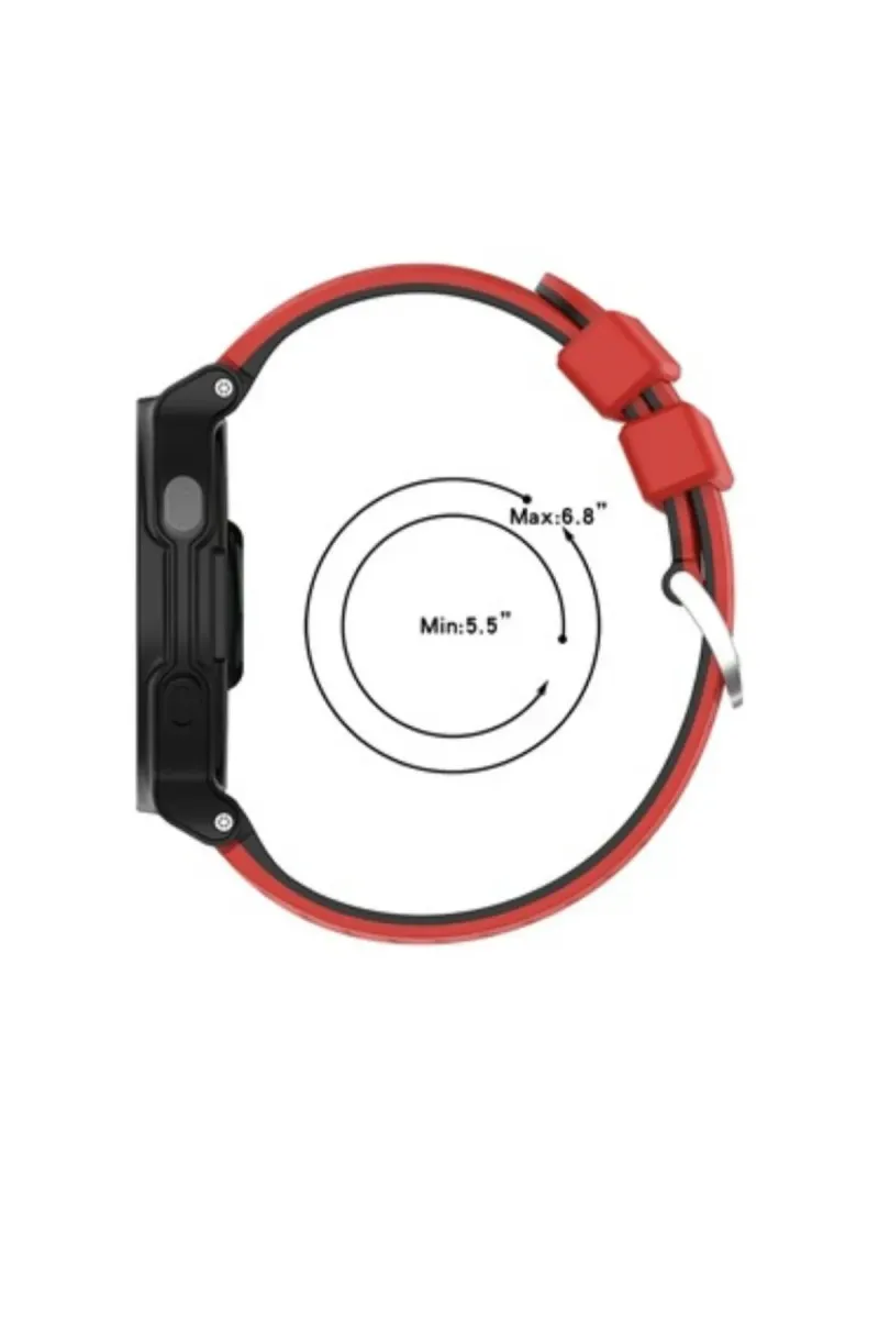 MarkaCase Garmin Forerunner 735XT Uyumlu Silikon Kordon - Kırmızı/Siyah görsel 2