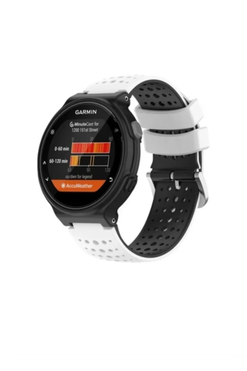 MarkaCase Garmin Forerunner 735XT Uyumlu Silikon Kordon - Beyaz/Siyah görsel 1