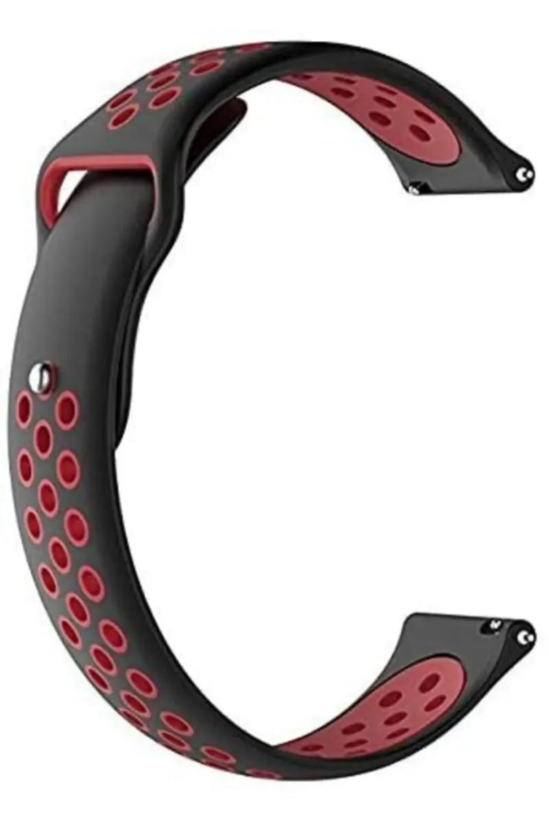 MarkaCase Fossil Watch Gen 6 Için Delikli Spor Kordon Siyah Kırmızı görsel 1
