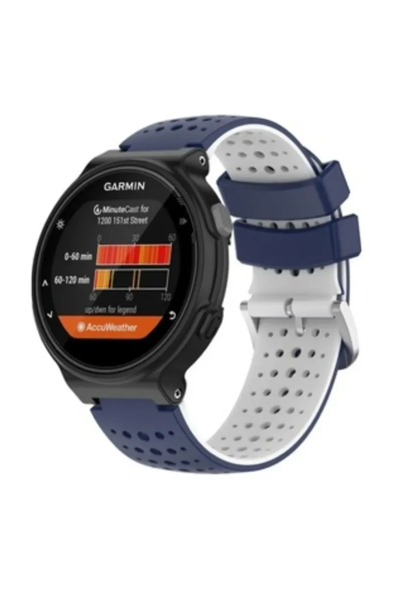 MarkaCase Garmin Forerunner 735XT Uyumlu Silikon Kordon - Mavi/Beyaz görsel 1
