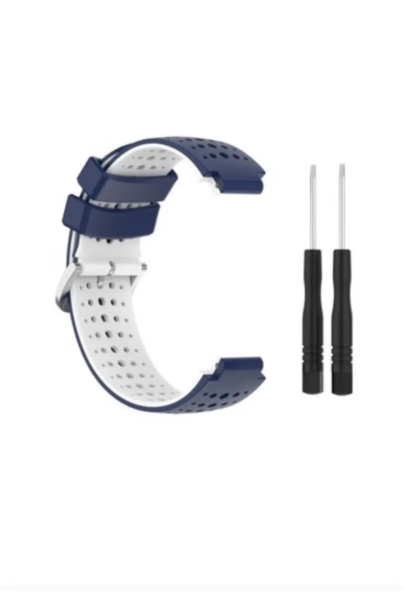 MarkaCase Garmin Forerunner 735XT Uyumlu Silikon Kordon - Mavi/Beyaz görsel 2