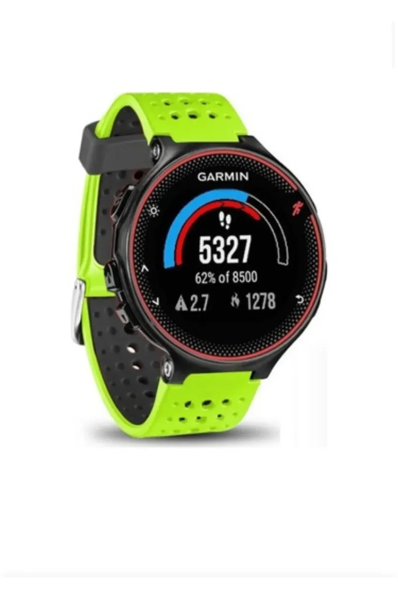 MarkaCase Garmin Forerunner 230-235 Uyumlu Silikon Kordon - Yeşil/Siyah görsel 1