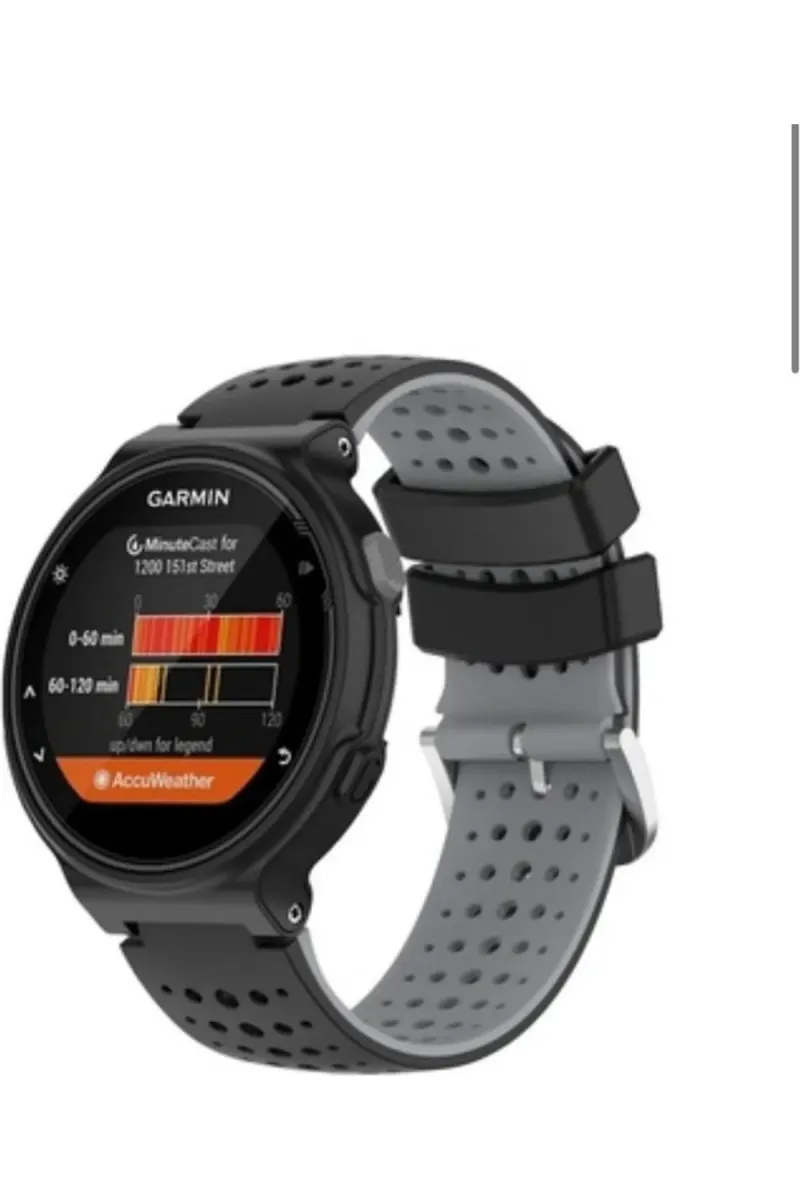 MarkaCase Garmin Forerunner 230-235 Uyumlu Silikon Kordon - Siyah/Gri görsel 2