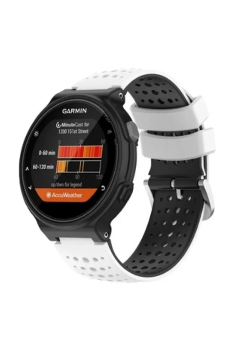 MarkaCase Garmin Forerunner 230-235 Uyumlu Silikon Kordon - Beyaz/Siyah görsel 1
