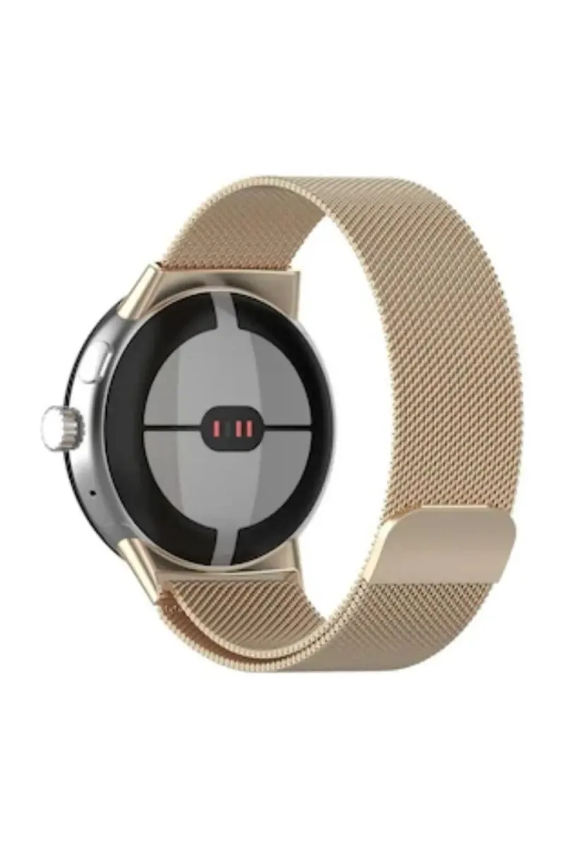 MarkaCase Google Pixel Watch Uyumlu Milanese Paslanmaz Çelik Metal Saat Kordonu - Vintage Gold görsel 2