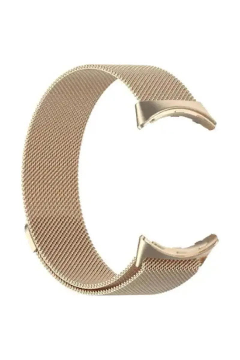 MarkaCase Google Pixel Watch Uyumlu Milanese Paslanmaz Çelik Metal Saat Kordonu - Vintage Gold görsel 3