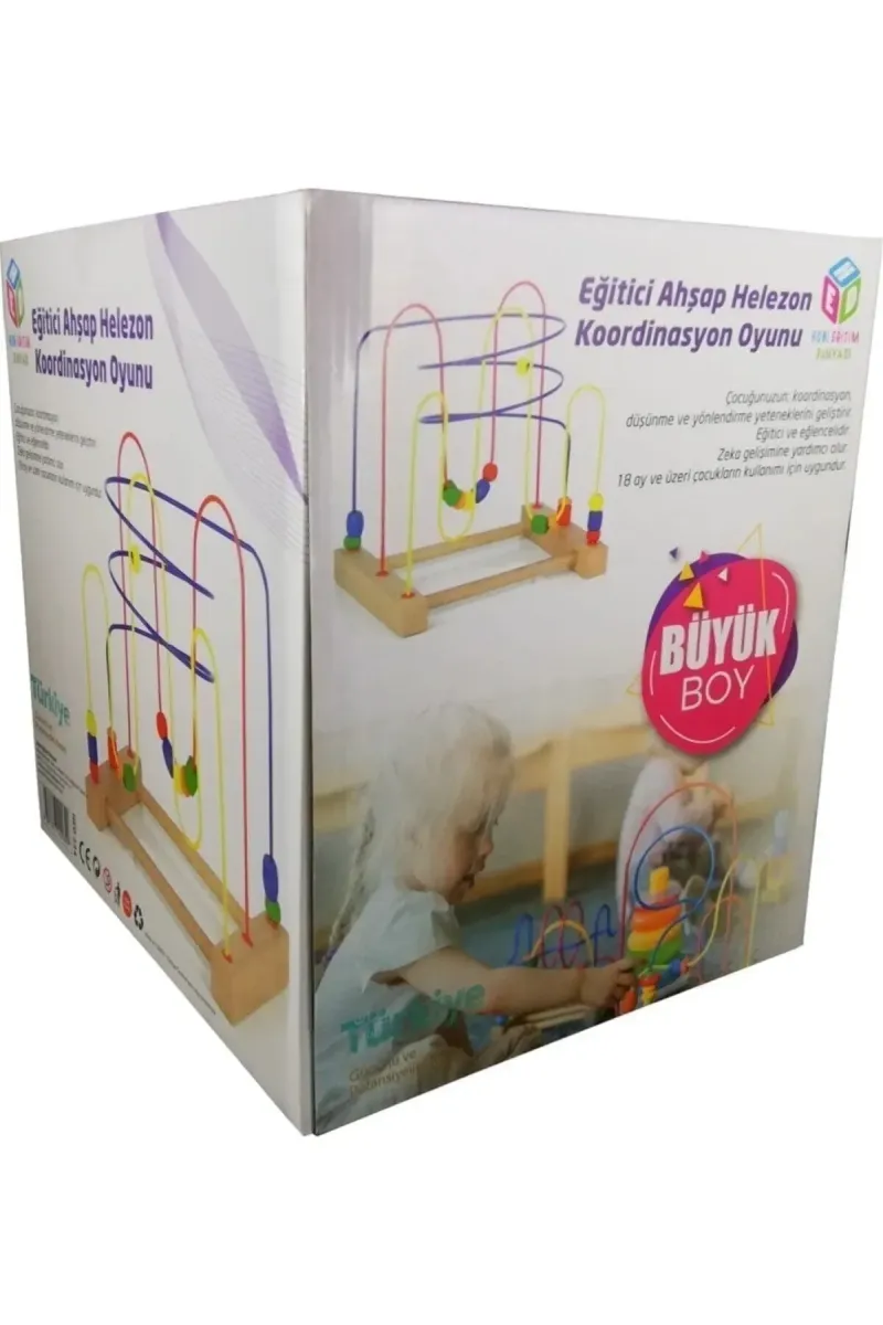 Huggy Mommy Hobi Eğitim Dünyası Eğitici Ahşap Helezon Koordinasyon Oyuncağı 2-3-4 Yaş Eğitici Oyuncak Büyük Boy görsel 4