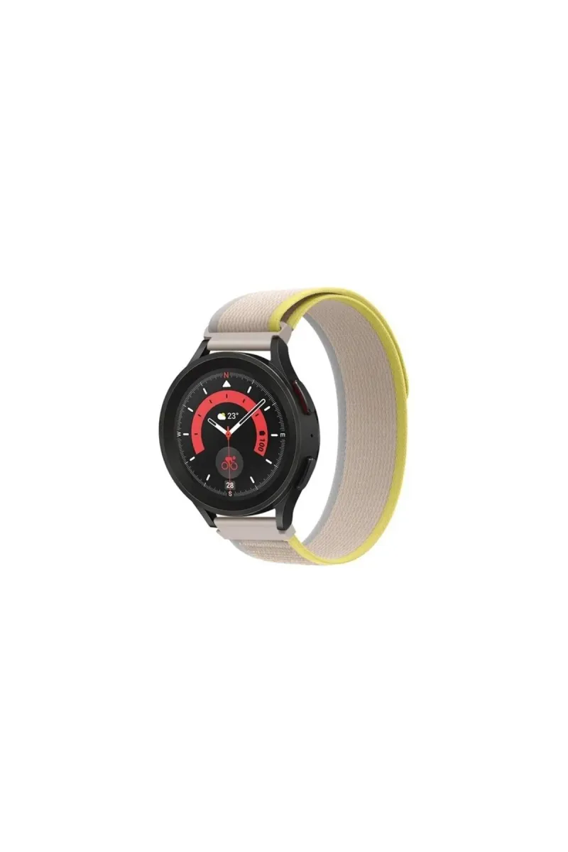 MarkaCase Amazfit Pace İçin Trail Kordon 22MM - Krem/Sarı görsel 1