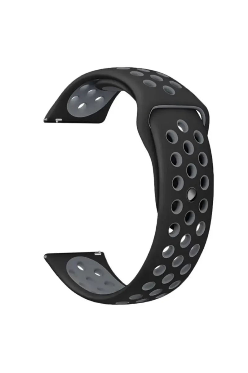 MarkaCase Fossil Watch Gen 6 Için Delikli Spor Kordon Siyah Gri görsel 1