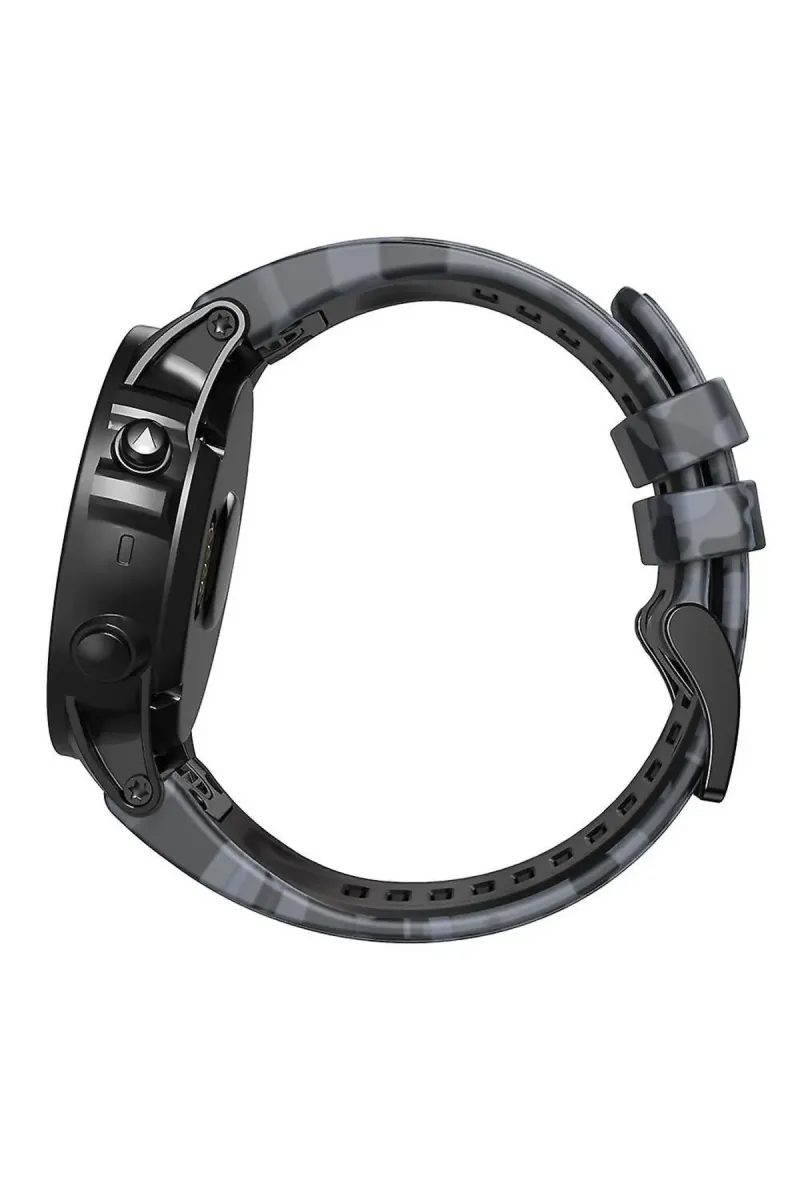 MarkaCase Garmin Fenix 6 -6 Pro (22MM) Kamuflaj Silikon Saat Kordonu - Gri Kamuflaj görsel 4