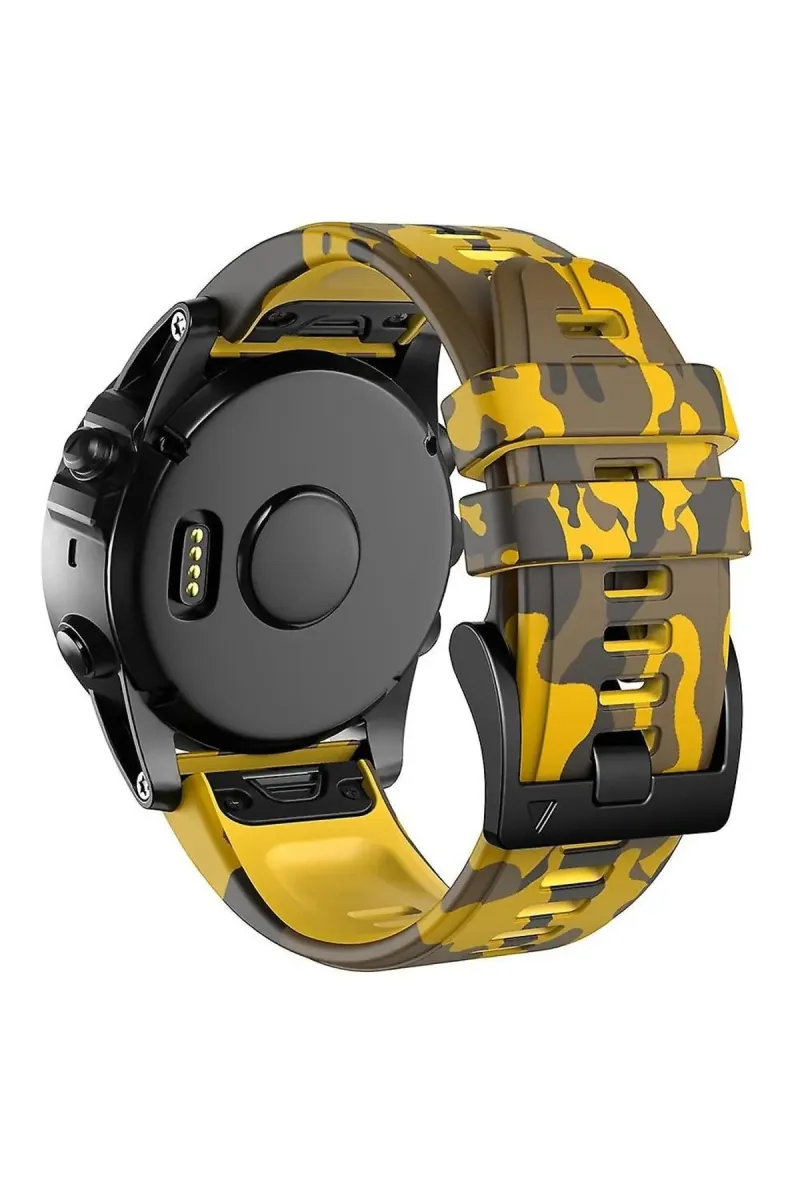 MarkaCase Garmin Quatix 6 (22MM) Kamuflaj Silikon Saat Kordonu - Sarı Kamuflaj görsel 2
