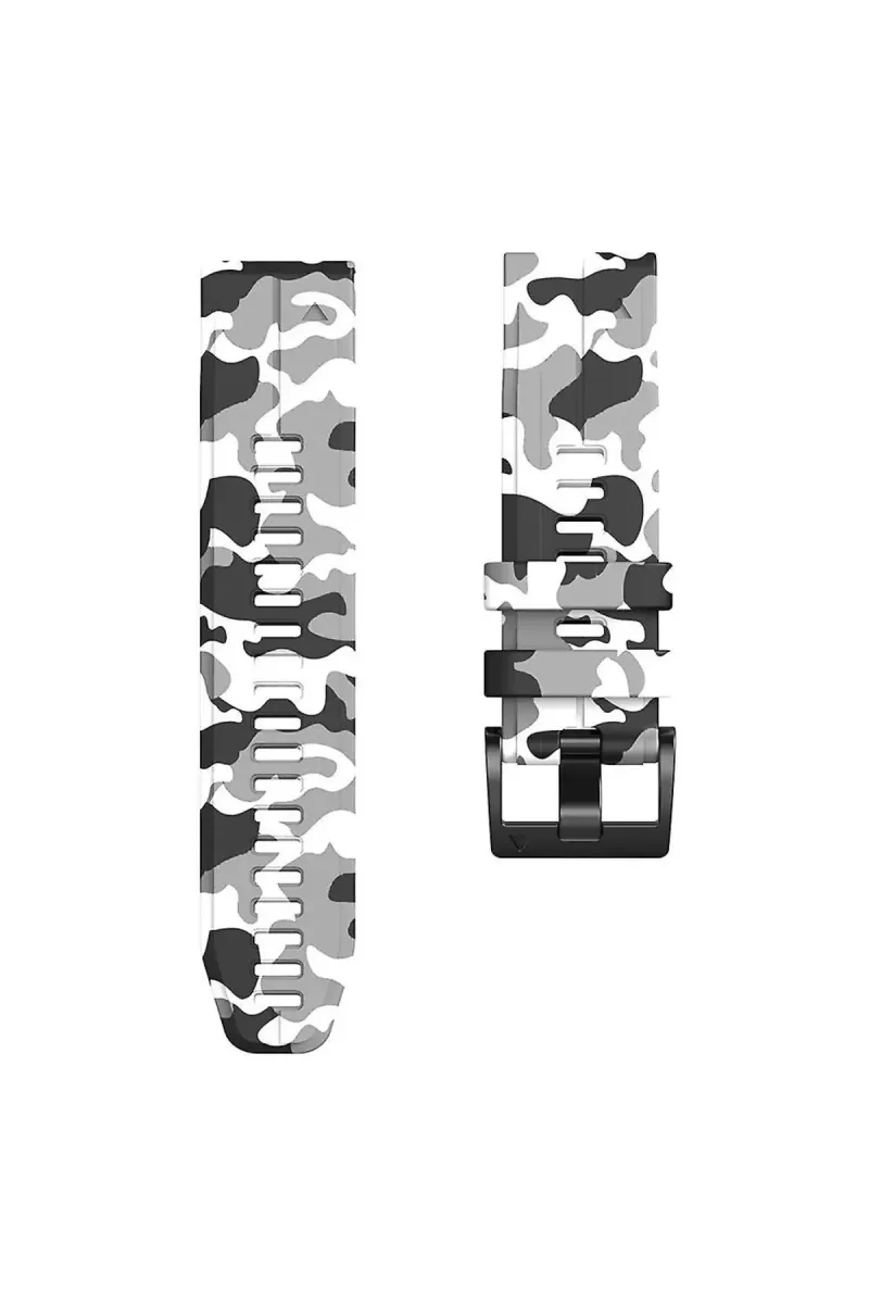 MarkaCase Garmin Fenix 6 -6 Pro (22MM) Kamuflaj Silikon Saat Kordonu - Beyaz Kamuflaj görsel 4