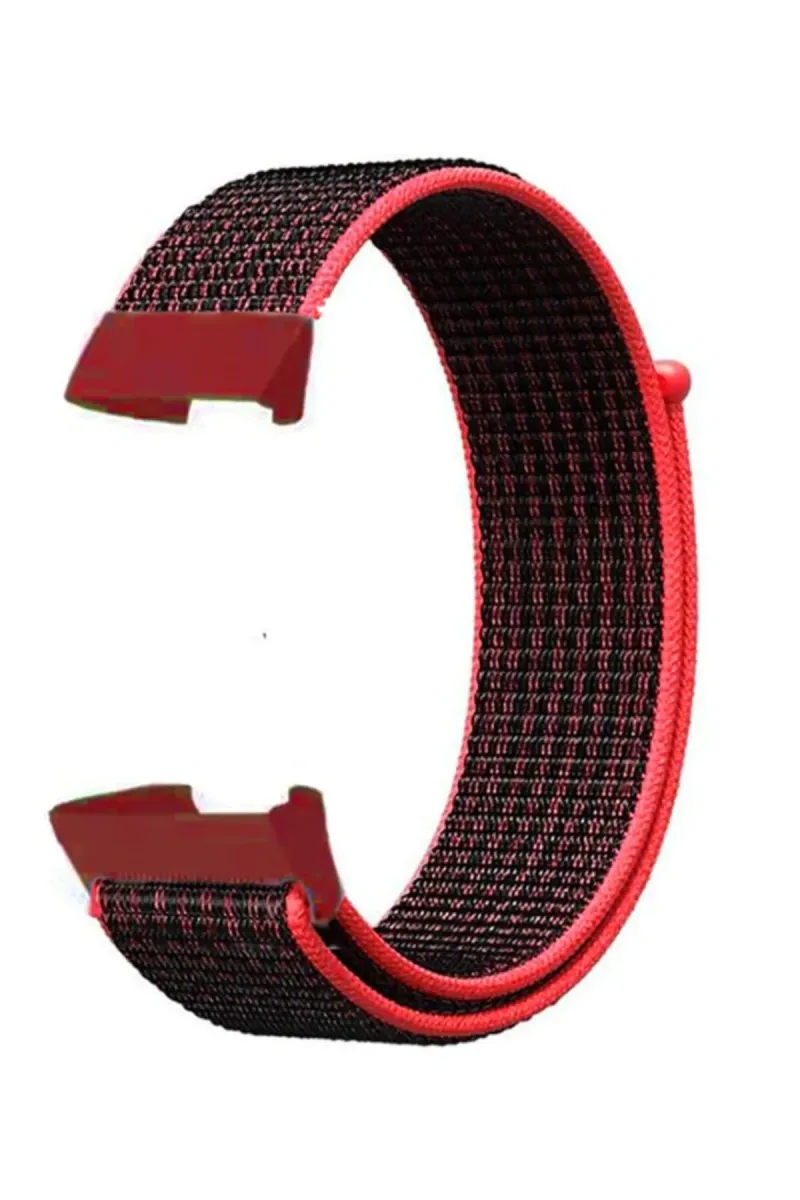 MarkaCase Fitbit Charge 3 Için Dokuma Kordon Fosforlu Pembe