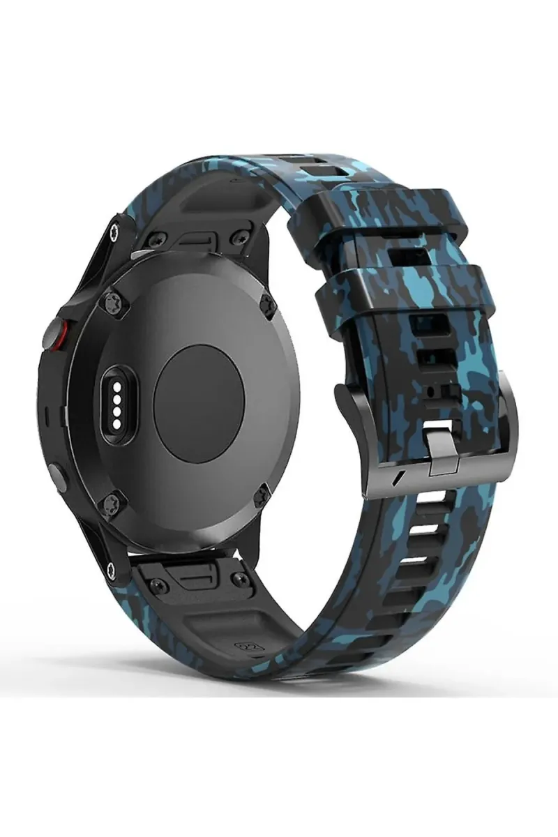 MarkaCase Garmin apporach 60-62 (22mm) Kamuflaj Silikon Saat Kordonu - Mavi Kamuflaj