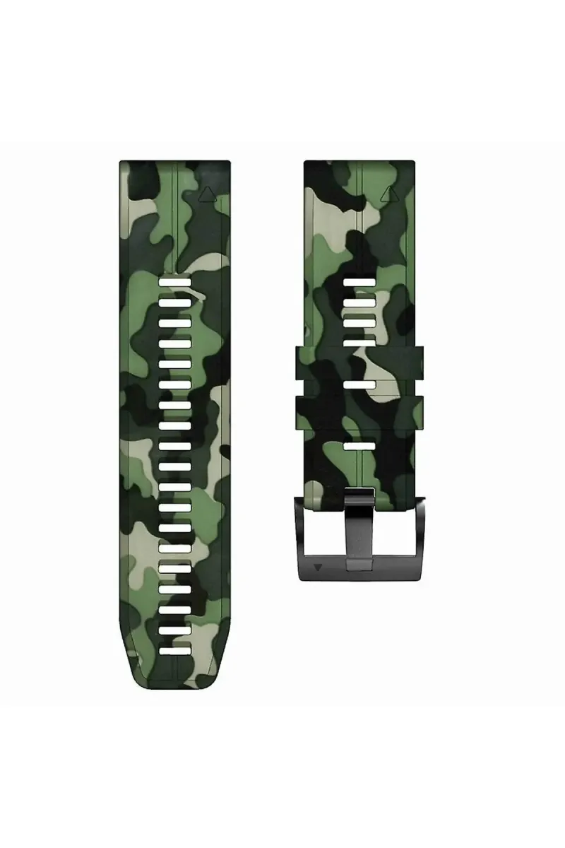 MarkaCase Garmin Descent MK1 Quick (26MM) Kamuflaj Silikon Saat Kordonu - Yeşil Kamuflaj görsel 2