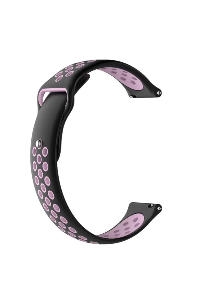 MarkaCase Fossil Watch Gen 6 Için Delikli Spor Kordon Siyah Pembe görsel 1