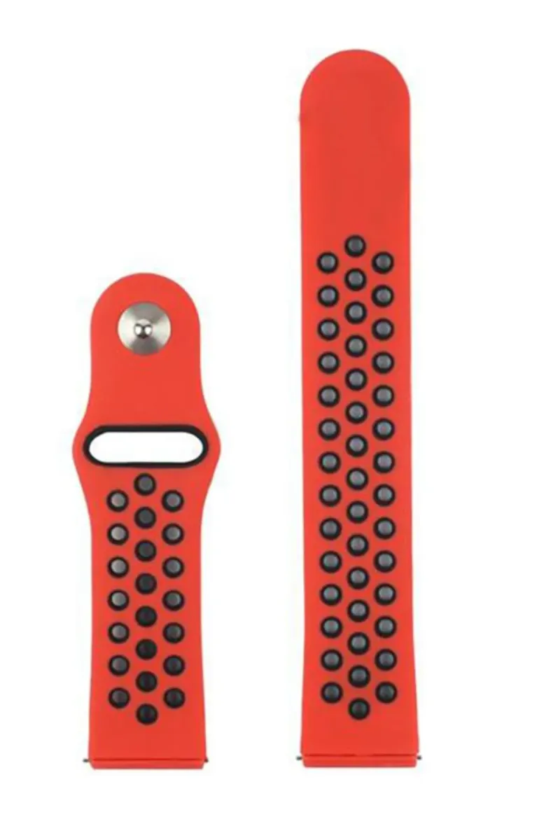 MarkaCase Fossil Watch Gen 6 Için Uyumlu Delikli Spor Kordon Kırmızı Siyah görsel 1