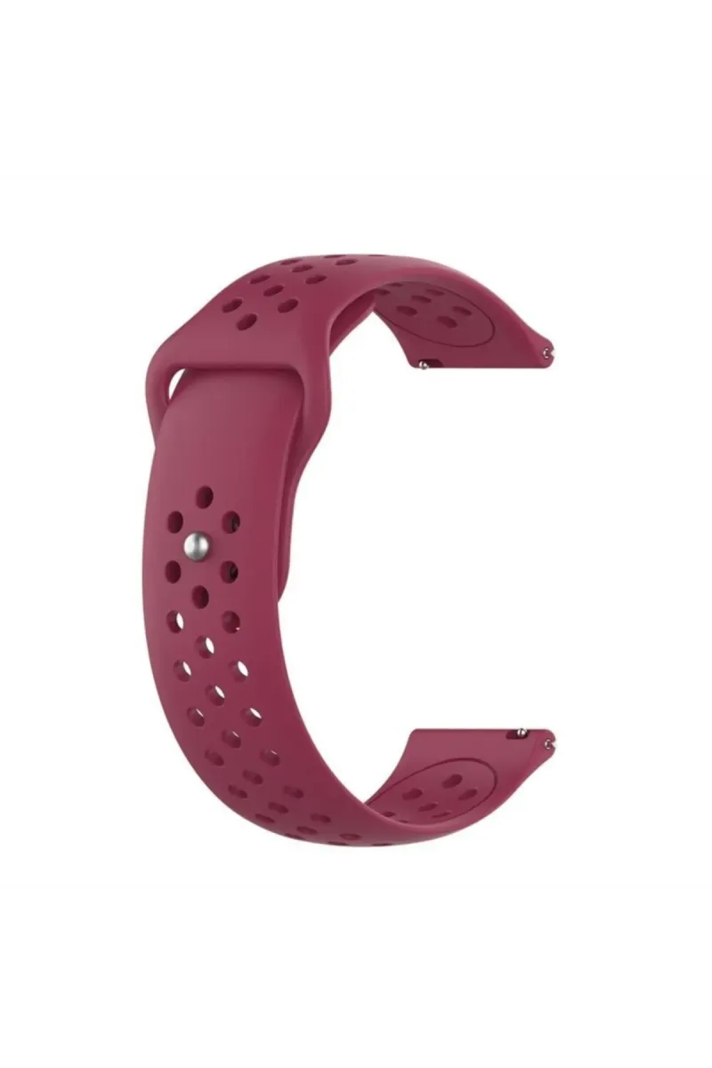 MarkaCase Fossil Watch Gen 6 Uyumlu Delikli Pimli Kordon Bordo görsel 1