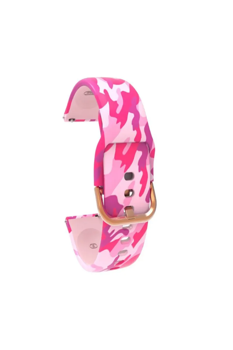MarkaCase Fossil Watch Gen 6 Için Uyumlu Desenli Silikon Kordon Pembe Kamuflaj görsel 1