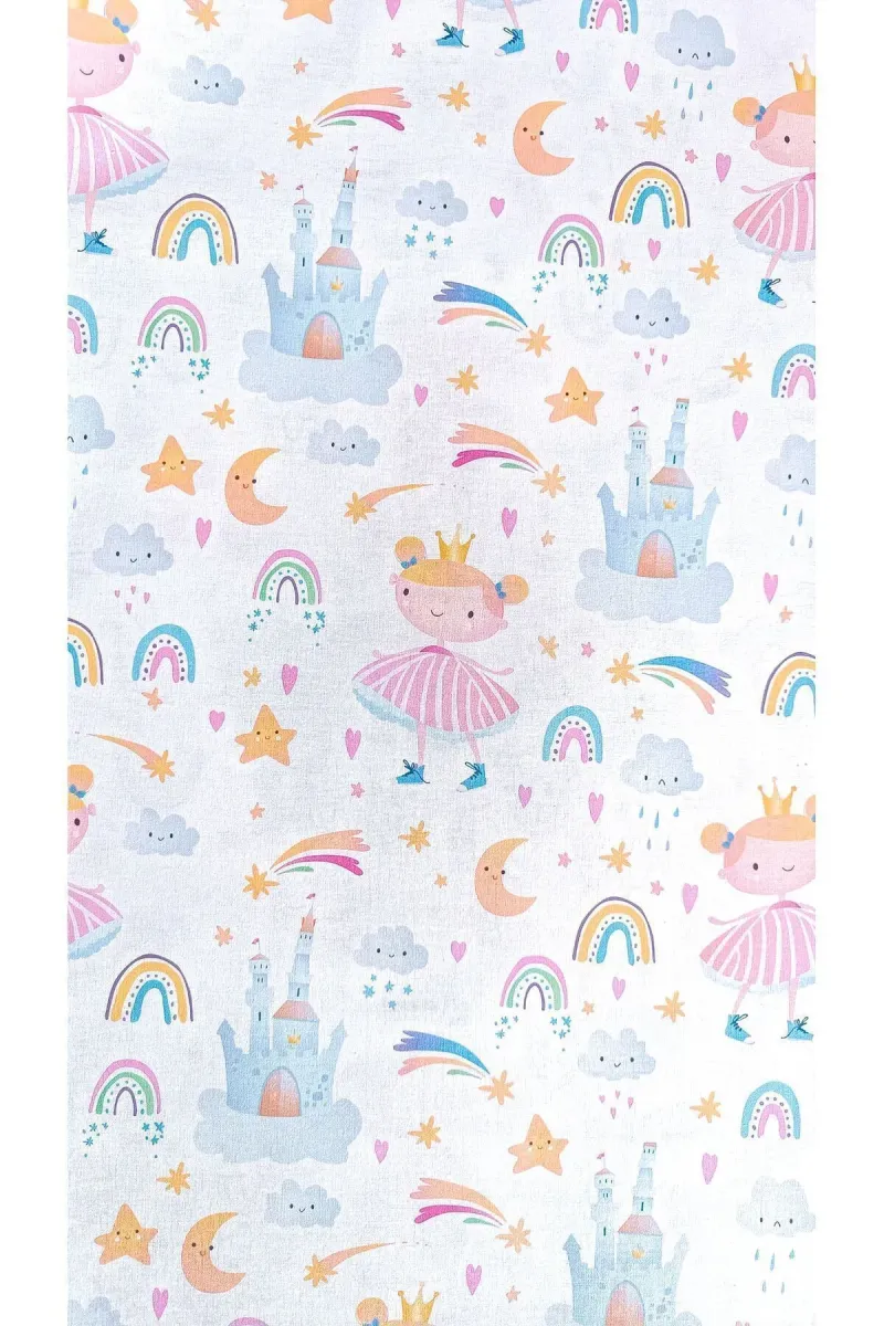 O&G Collection Prenses %100 Pamuklu (90X190 CM) Lastikli Çarşaf Ve Yastık Kılıfı Seti 2'li Set Bebek / Çocuk görsel 2