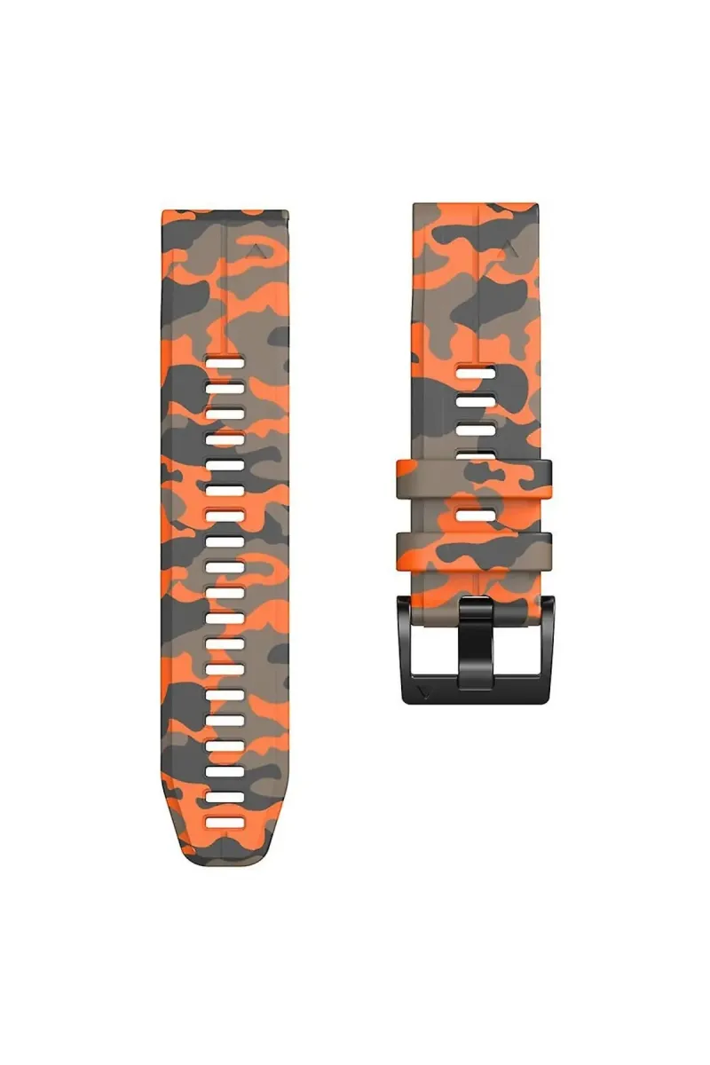 MarkaCase Garmin enduro - enduro 2 - endurogps  (26MM) Kamuflaj Silikon Saat Kordonu - Turuncu Kamuflaj görsel 3