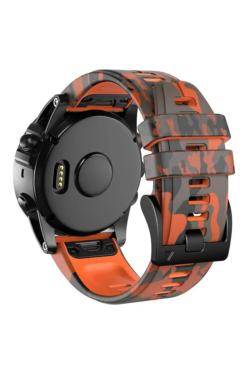 MarkaCase Garmin fenix 5x-5x plus sapphire  (26MM) Kamuflaj Silikon Saat Kordonu - Turuncu Kamuflaj görsel 2