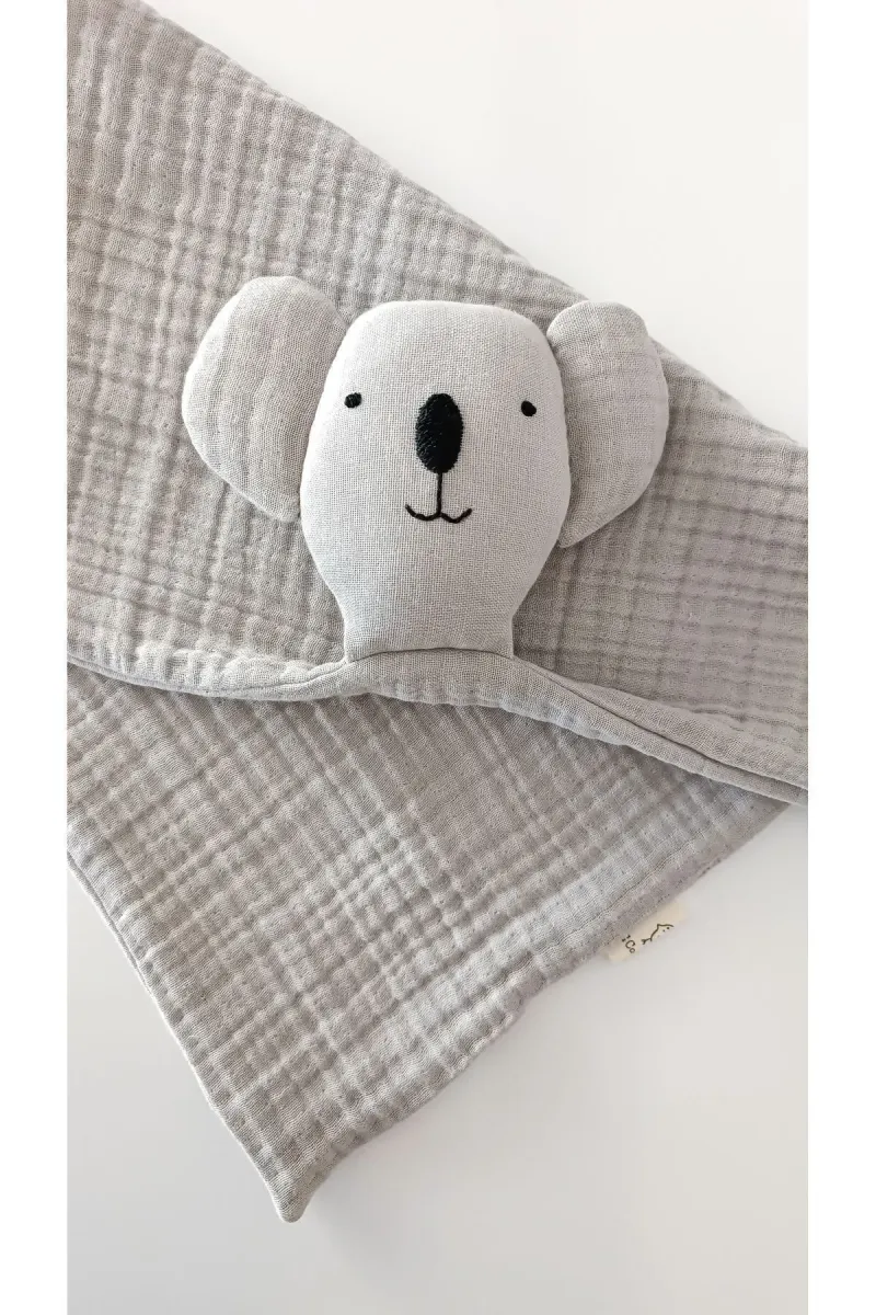 O&G Collection Sevimli Koala %100 Pamuklu Organik 8 Katlı Müslin Uyku Arkadaşı Bebek / Çocuk görsel 1