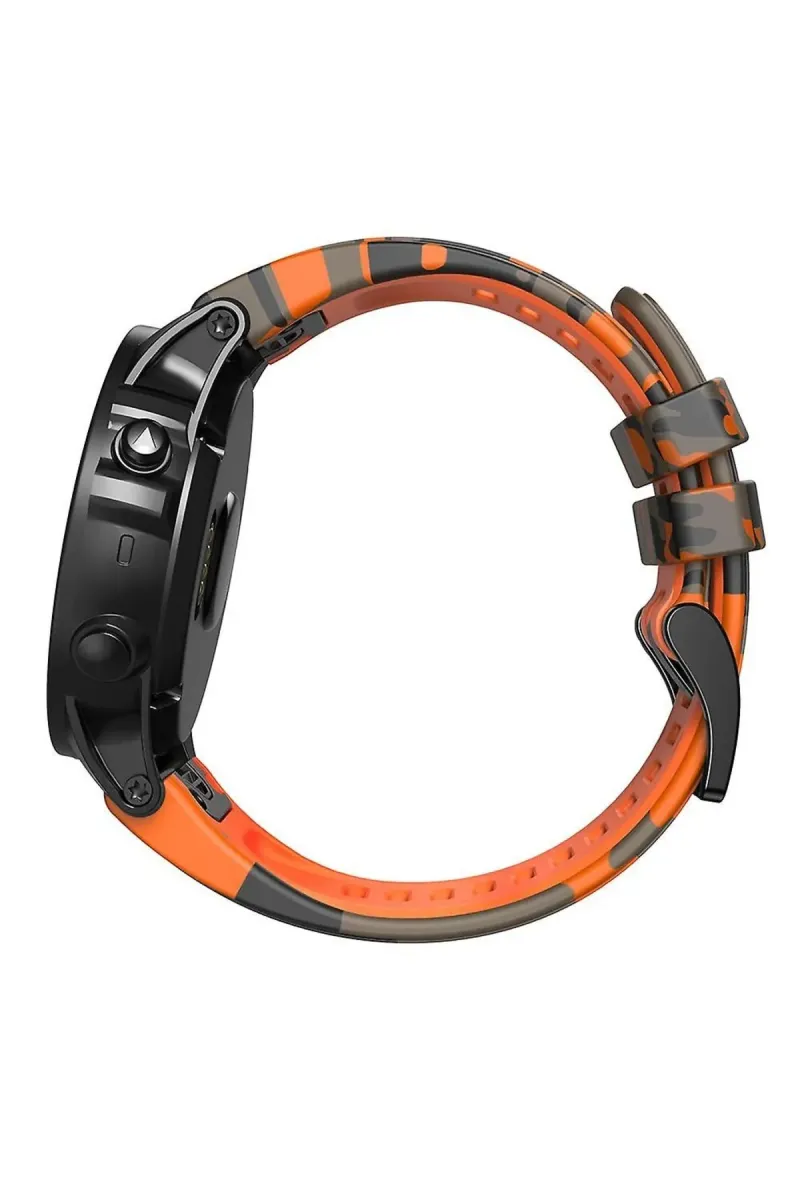 MarkaCase Garmin 7x - 7x pro - plus  (26MM) Kamuflaj Silikon Saat Kordonu - Turuncu Kamuflaj görsel 4