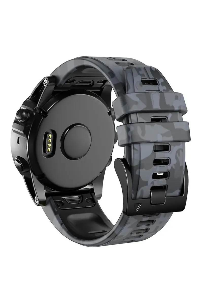 MarkaCase Garmin fenix 3 - 3hr (26MM) Kamuflaj Silikon Saat Kordonu - Gri Kamuflaj görsel 2