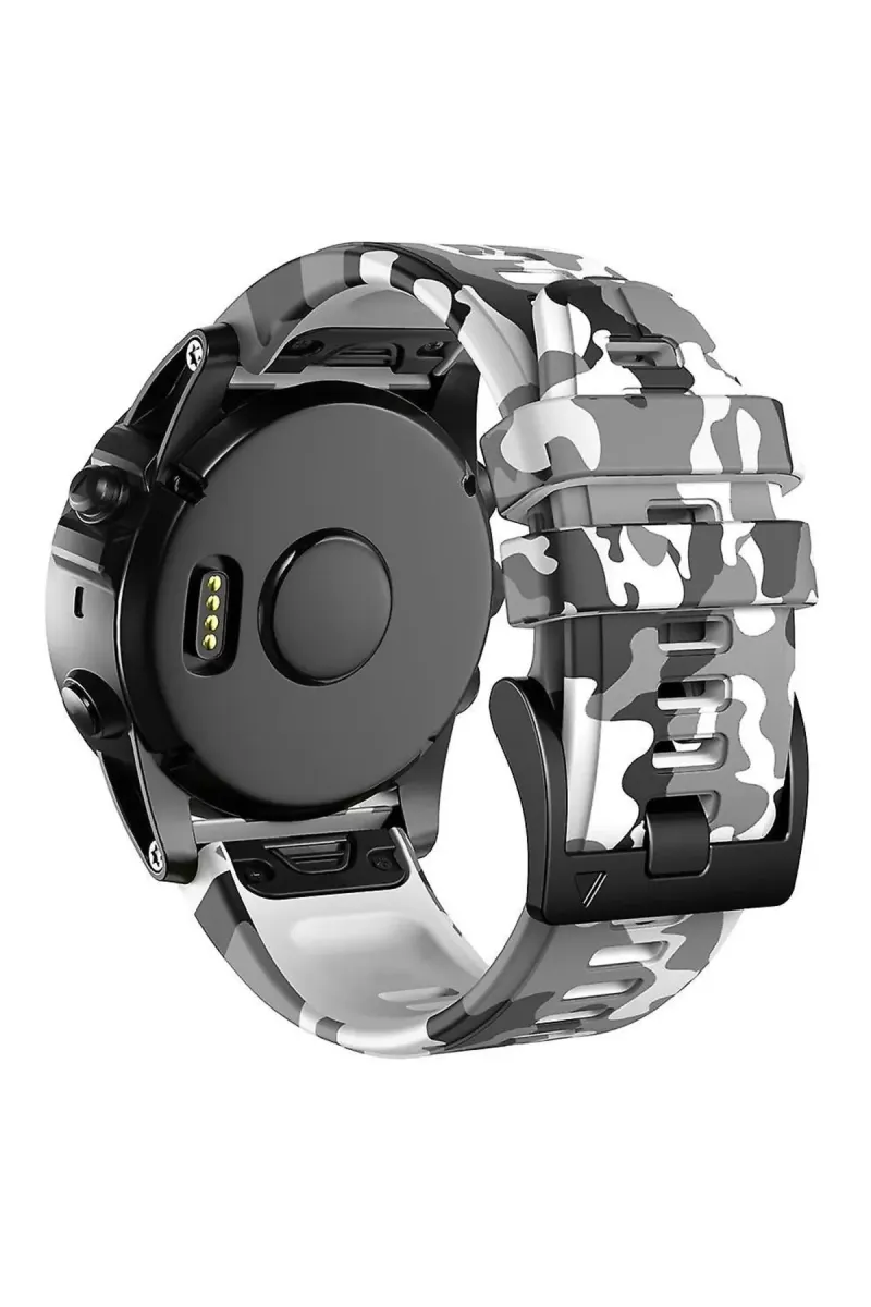 MarkaCase Garmin 7x - 7x pro - plus  (26MM) Kamuflaj Silikon Saat Kordonu - Beyaz Kamuflaj görsel 2