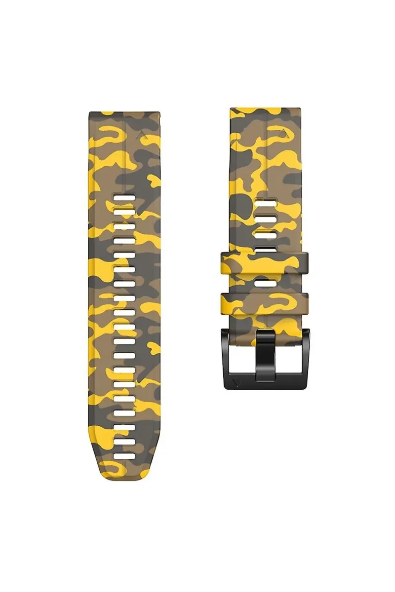 MarkaCase Garmin Descent MK1 Quick (26MM) Kamuflaj Silikon Saat Kordonu - Sarı Kamuflaj görsel 3