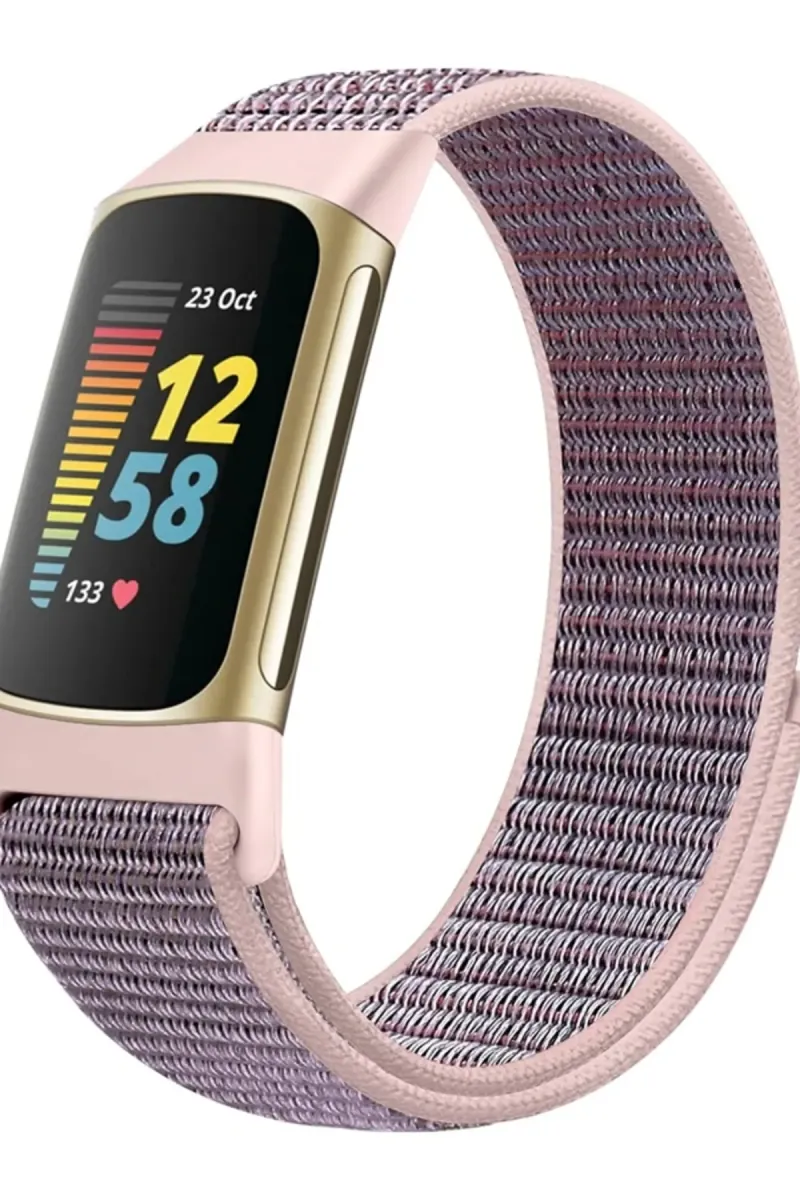 MarkaCase Fitbit Charge 6 İçin Dokuma Kordon - Pembe