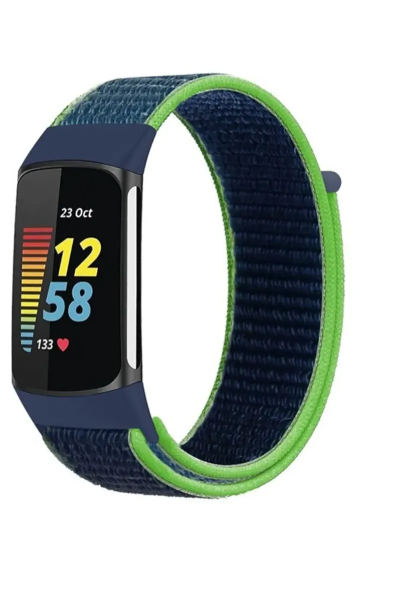 MarkaCase Fitbit Charge 6 İçin Dokuma Kordon - Mavi/Yeşil görsel 1