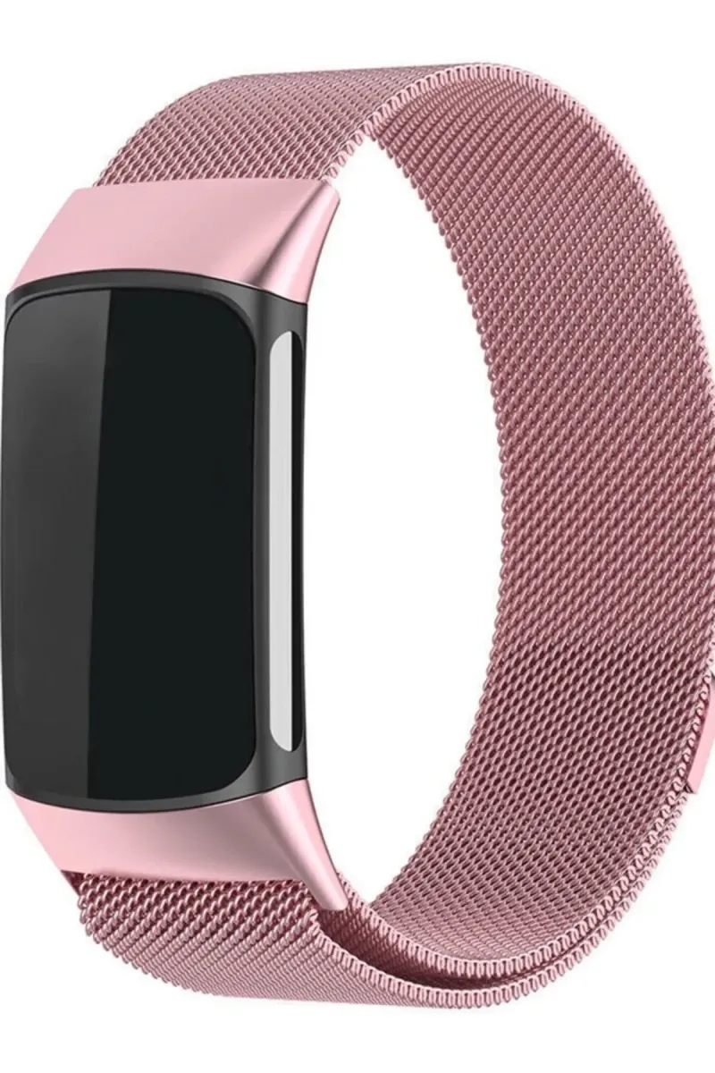 MarkaCase Fitbit Charge 6 Için Manyetik Metal Saat Kordonu - Rose görsel 1