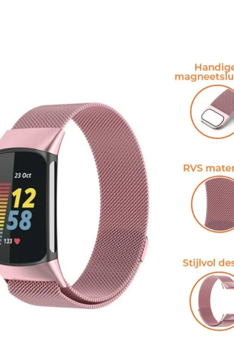 MarkaCase Fitbit Charge 6 Için Manyetik Metal Saat Kordonu - Rose görsel 3