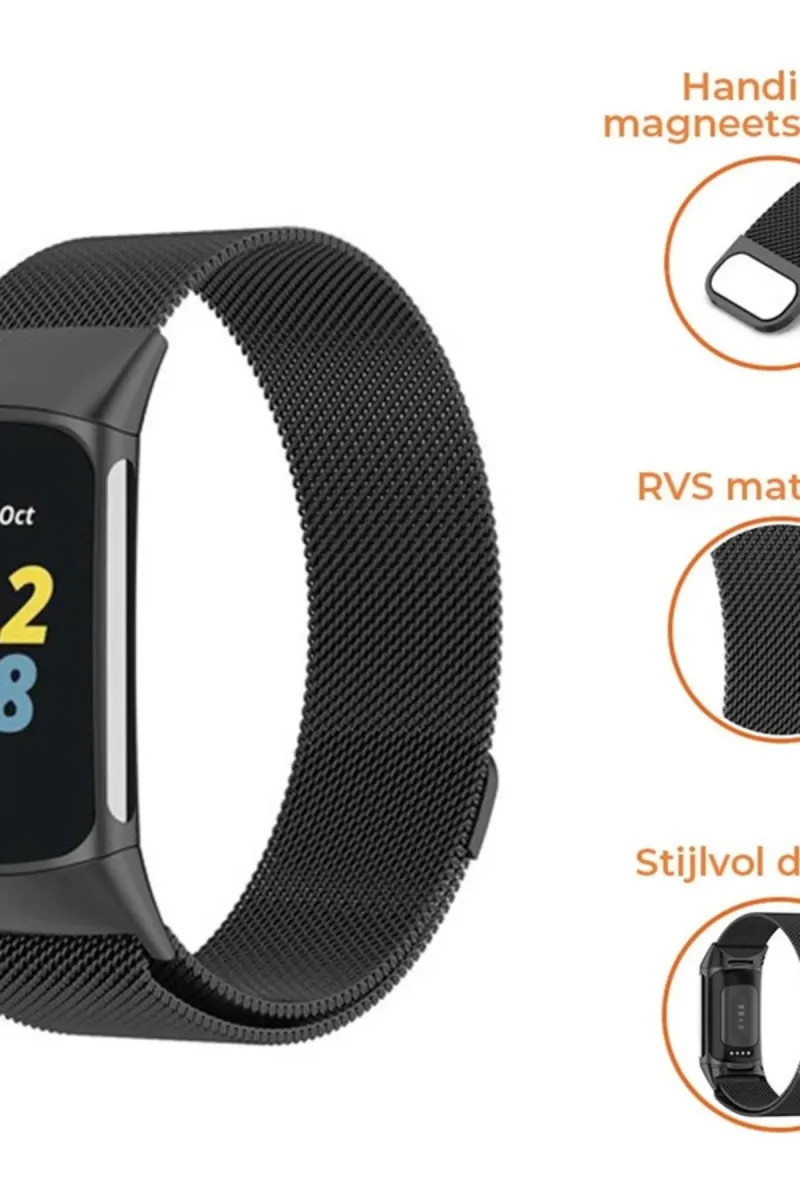 MarkaCase Fitbit Charge 6 Için Manyetik Metal Saat Kordonu - Siyah görsel 3